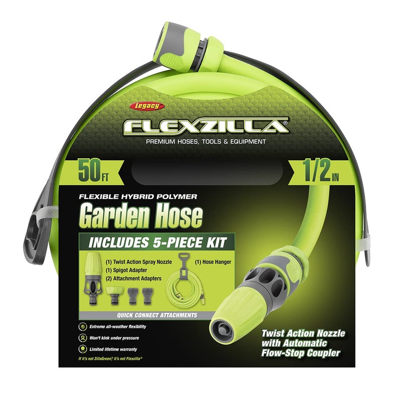 Flexzilla مجموعة خرطوم الحديقة فليكسزيلا HFZG12050QN مع ملحقات التوصيل السريع | لفات خفيفة الوزن بسهولة | موصلات توصيل سريع | لن تتشابك تحت الضغط - Image 2